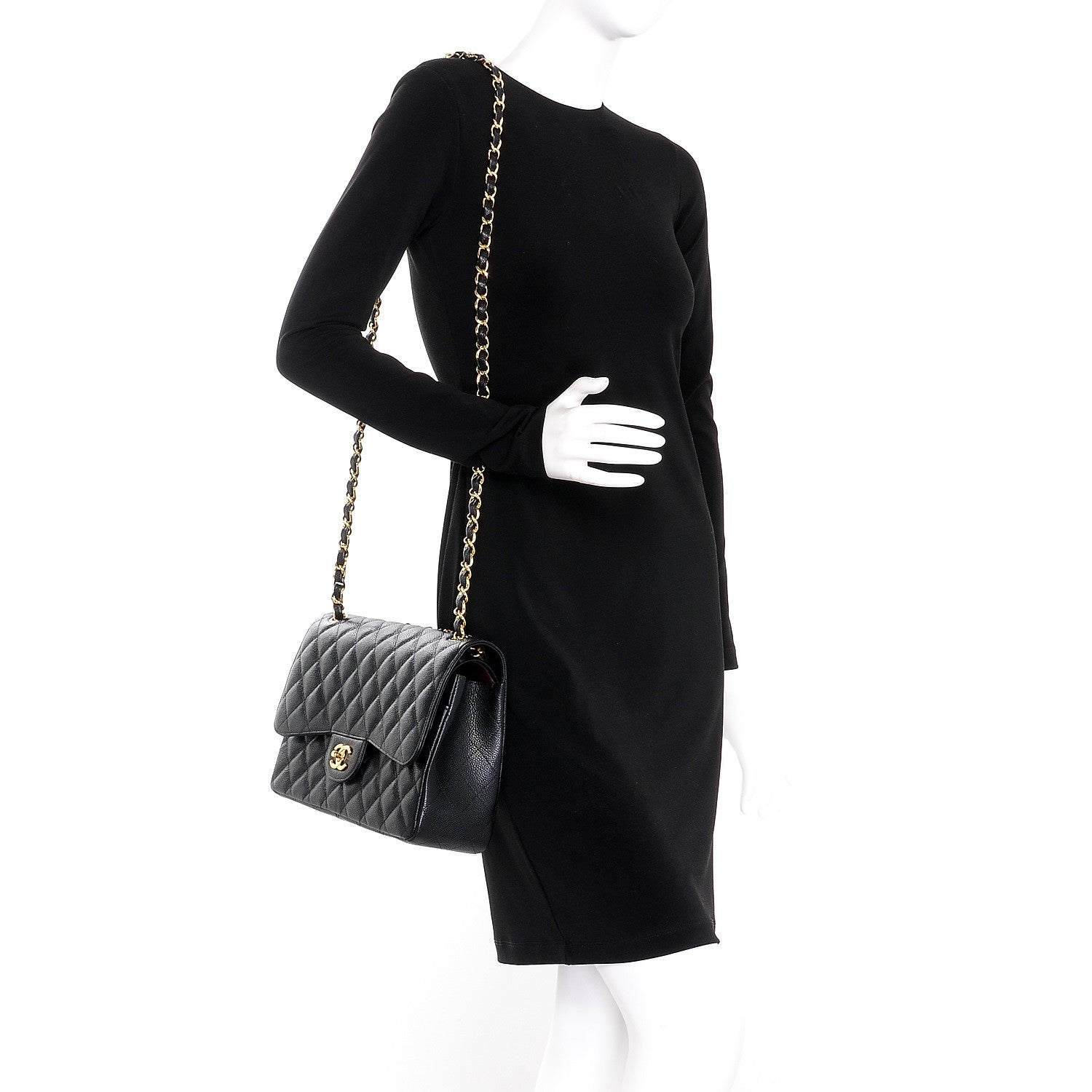 Chanel Caviar Quilted Jumbo Double Flap Black 2 of 10