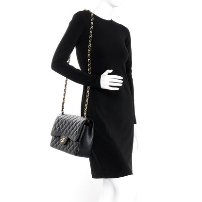 Chanel Caviar Quilted Jumbo Double Flap Black 2 of 10