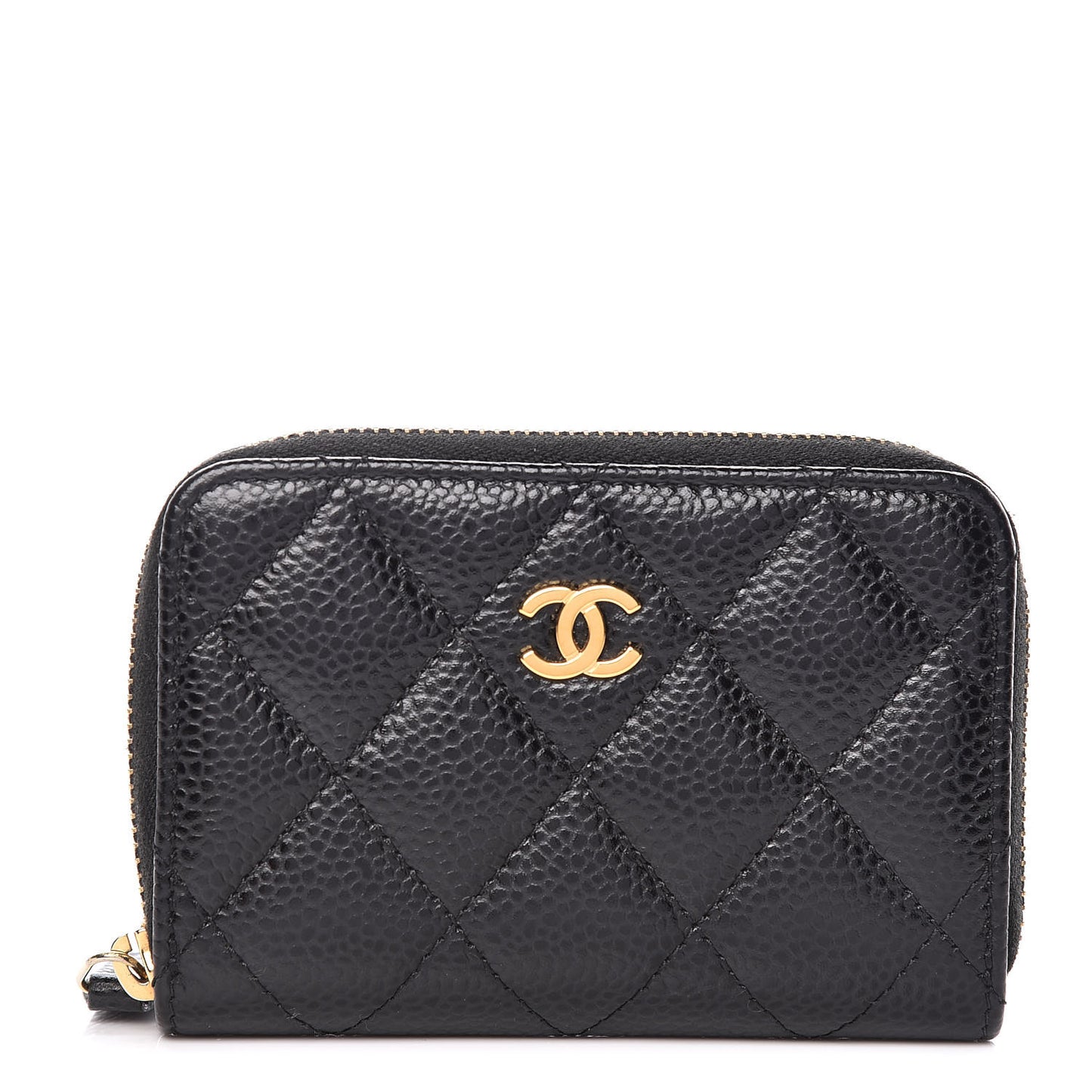 Caviar Quilted Zip Coin Purse Black