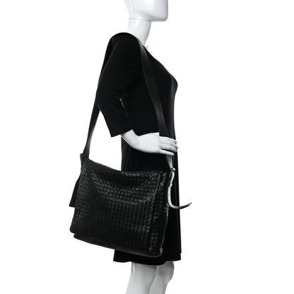 Bottega Veneta Calfskin Intrecciato Crossbody Messenger Bag Black 2 of 11