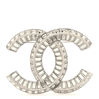 Chanel Baguette Crystal CC Brooch Silver 1 of 4