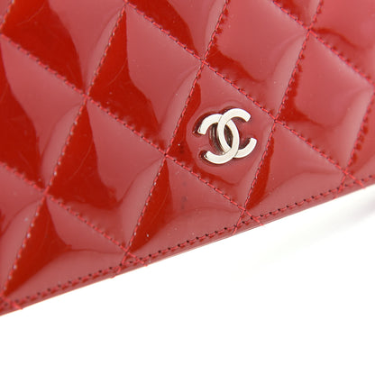 Chanel Patent Calfskin Quilted Yen Wallet Red 8 of 9