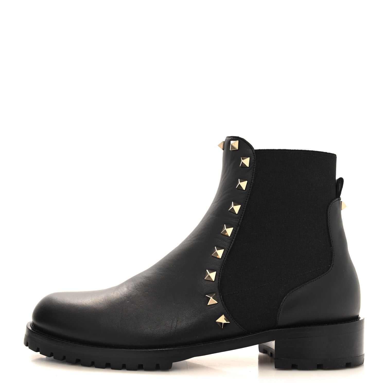 Valentino Garavani Calfskin Rockstud Beatle Chelsea 20mm Ankle Boots 38 Black 1 of 8