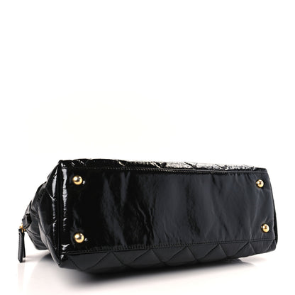 Chanel Shiny Crumpled Calfskin Quilted Large Bowling Bag Black 4 of 12