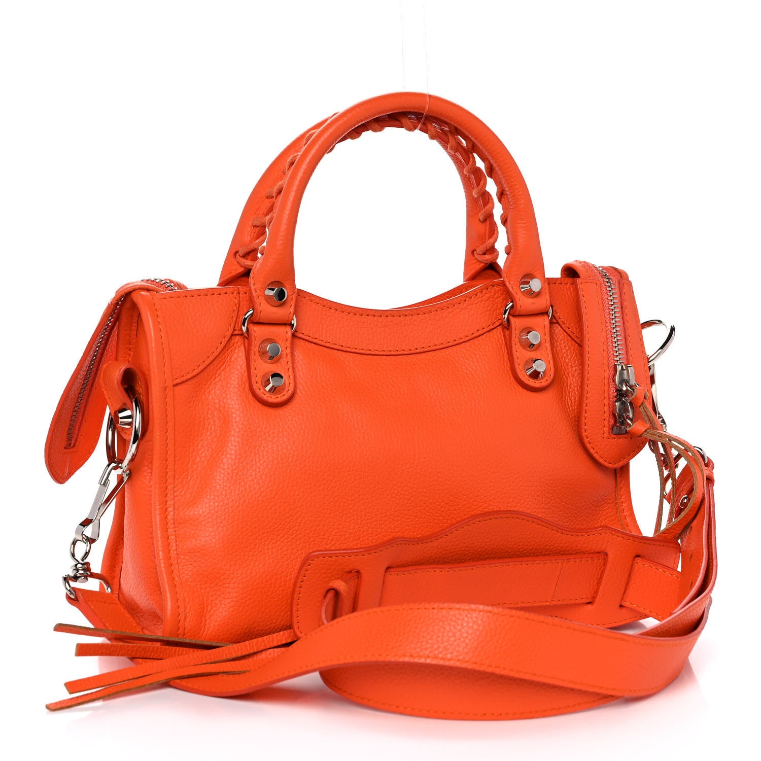 Balenciaga Grained Calfskin Classic Silver Hardware Mini City Orange 2 of 10