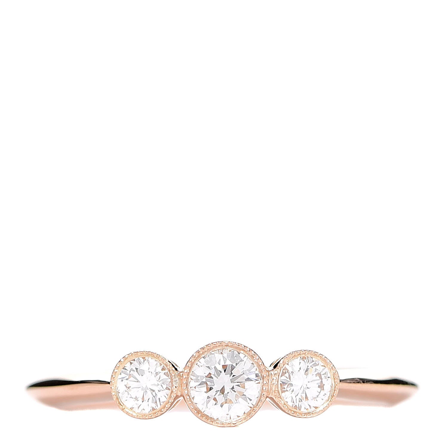 Tiffany 18K Rose Gold Diamond Three Stone Milgrain Ring 52 6 1 of 5