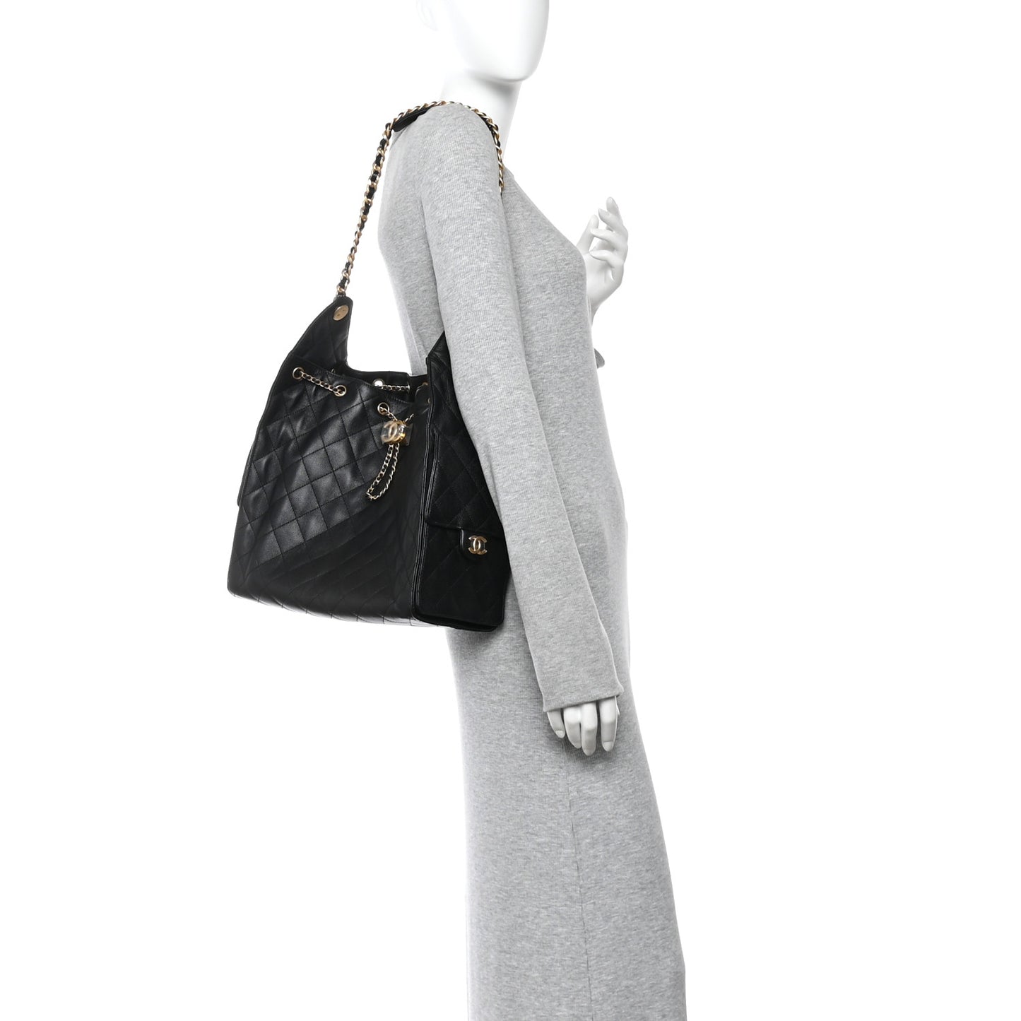 Caviar Quilted Medium Chanel 25 Handbag Black