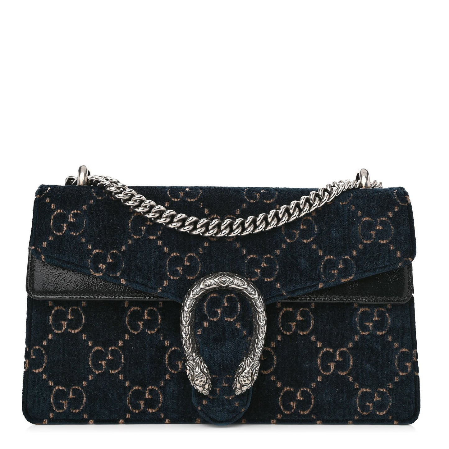 Velvet Skipper GG Monogram Small Dionysus Shoulder Bag Blue Beige Black