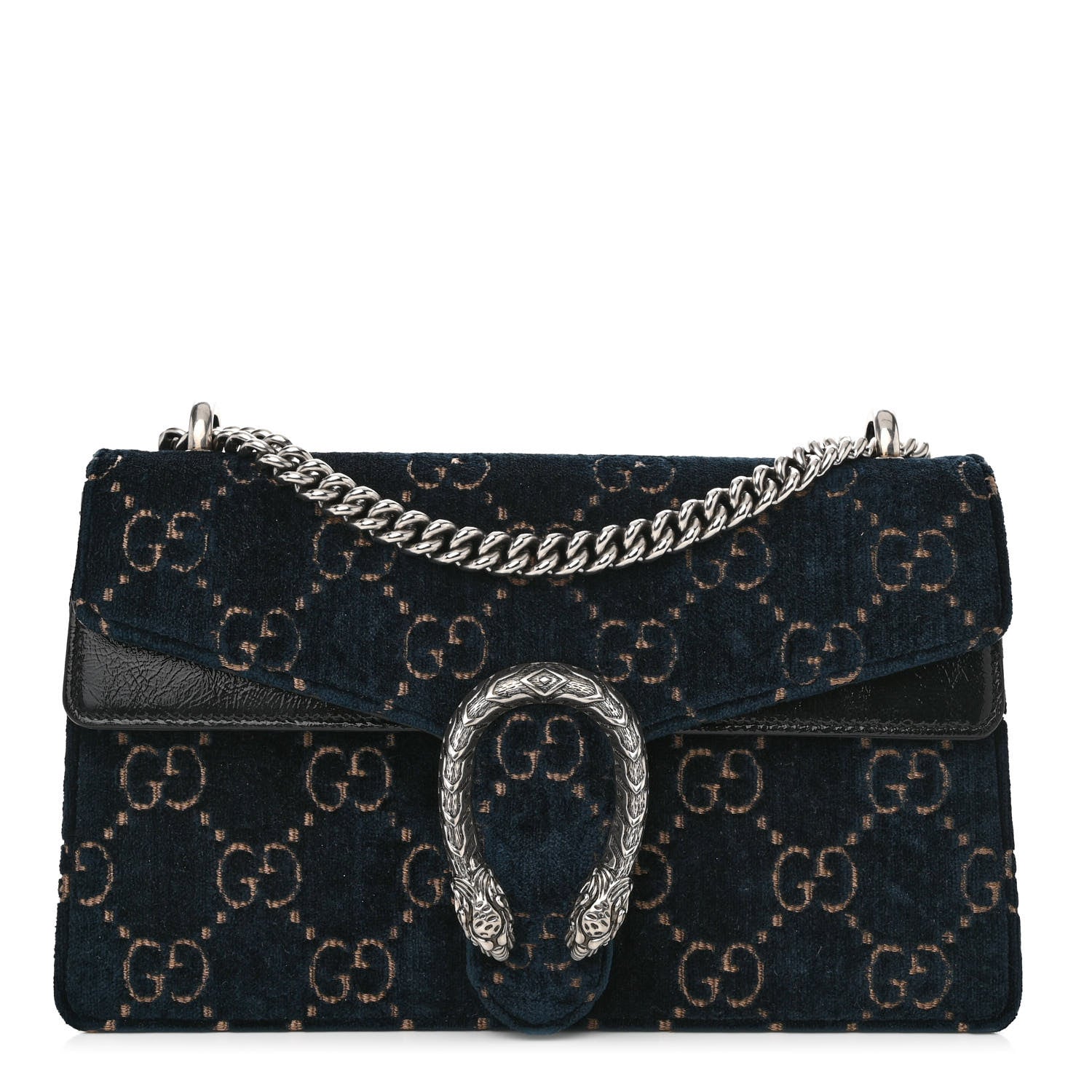 Gucci Velvet Skipper GG Monogram Small Dionysus Shoulder Bag Blue Beige Black 1 of 13