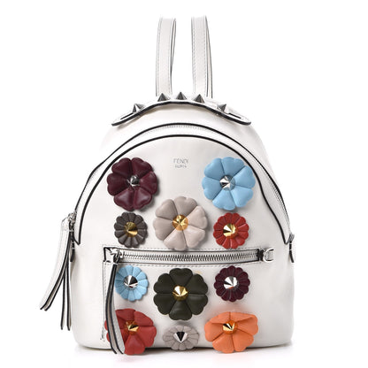 Fendi Vitello Century Nappa Flowerland Studded Mini Backpack White Ice Multicolor 1 of 8