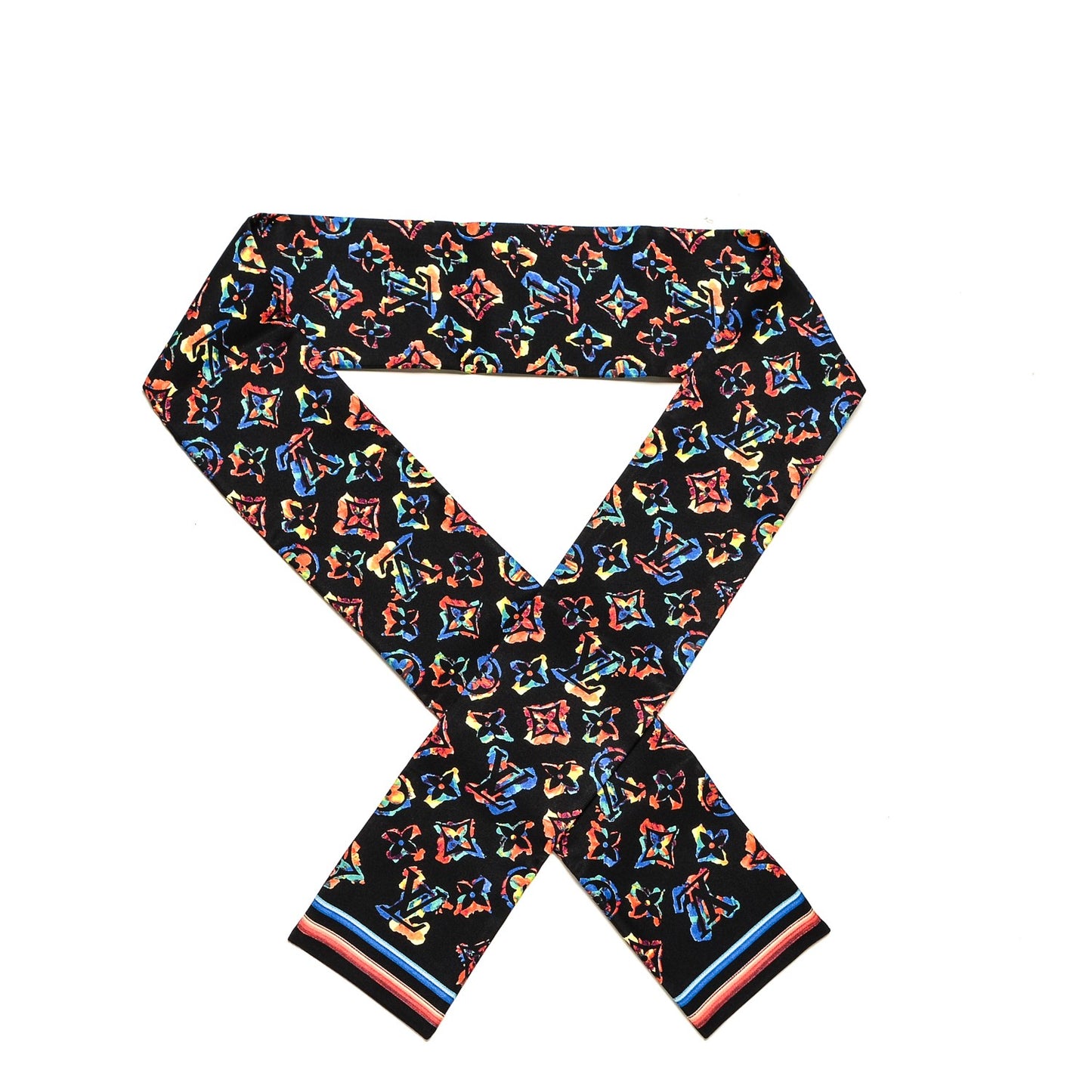 Silk Monogram Rainbow Bandeau Black