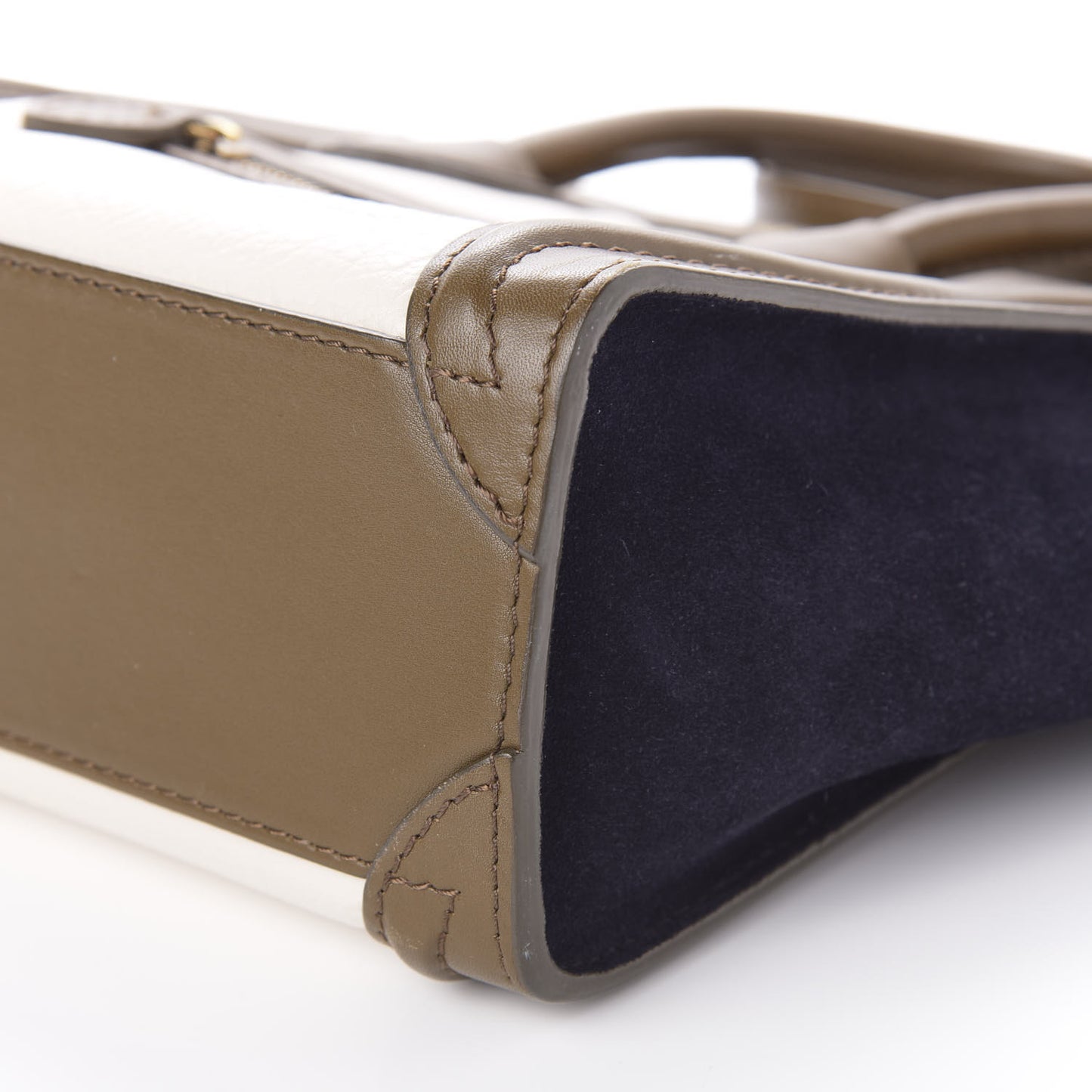 Calfskin Suede Nano Tri-Color Luggage Cream