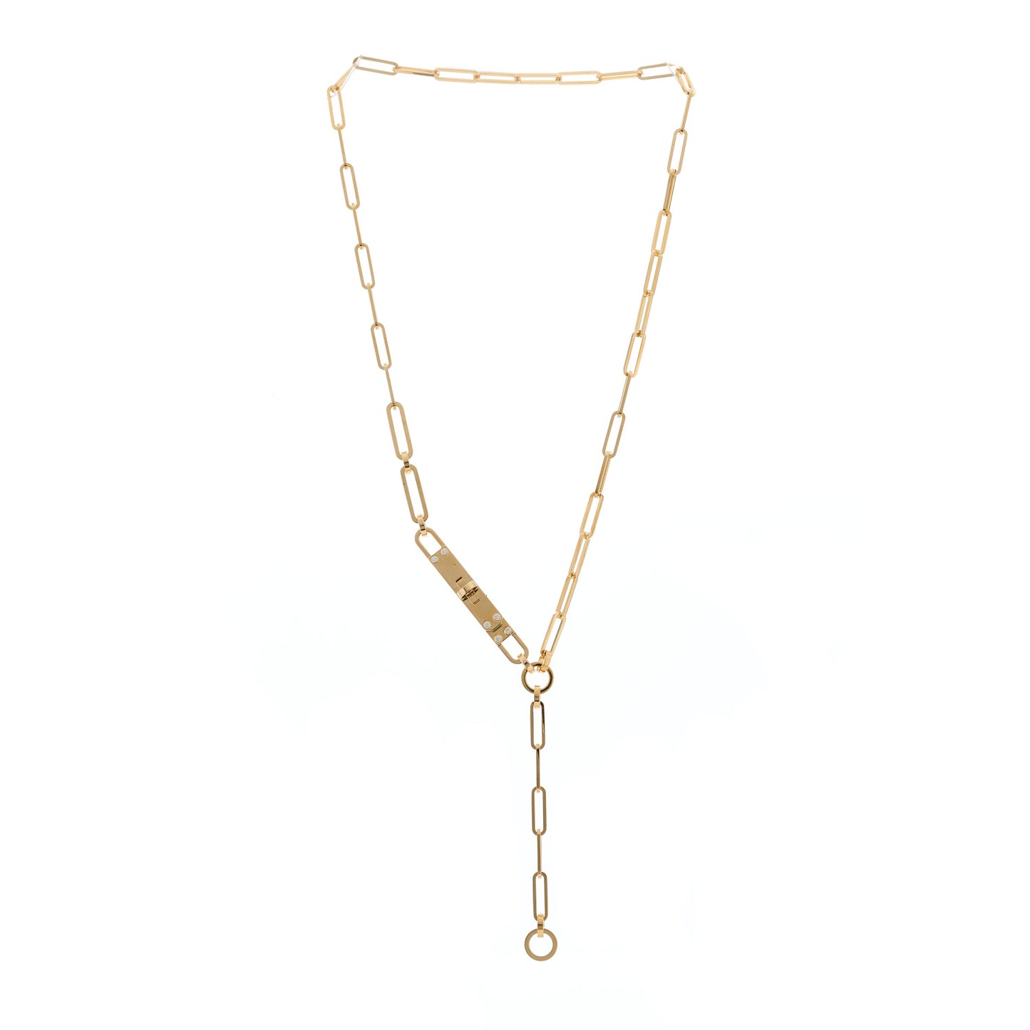 18K Yellow Gold Diamond PM Kelly Chaine Lariat Necklace ST