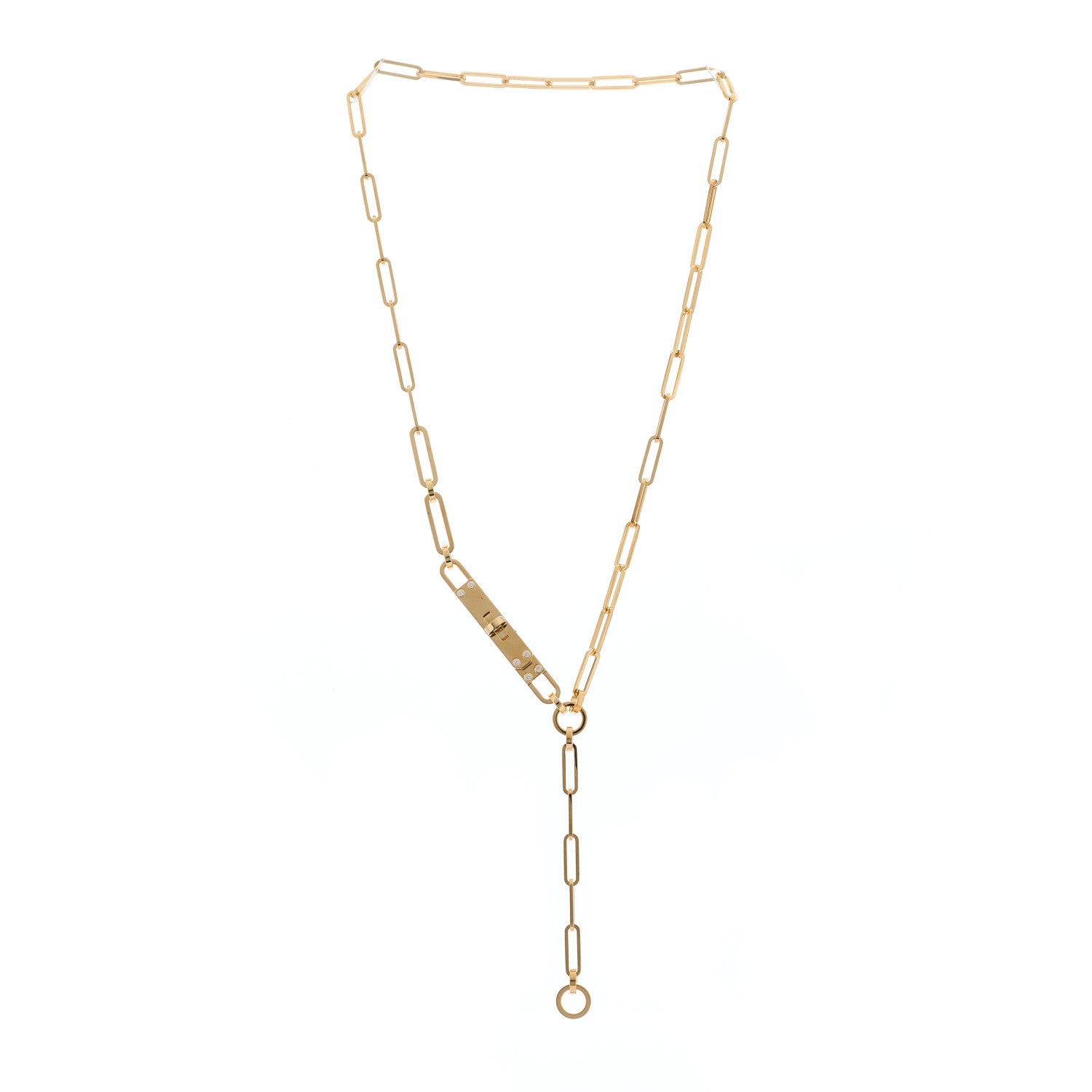 Hermes 18K Yellow Gold Diamond PM Kelly Chaine Lariat Necklace ST 2 of 4