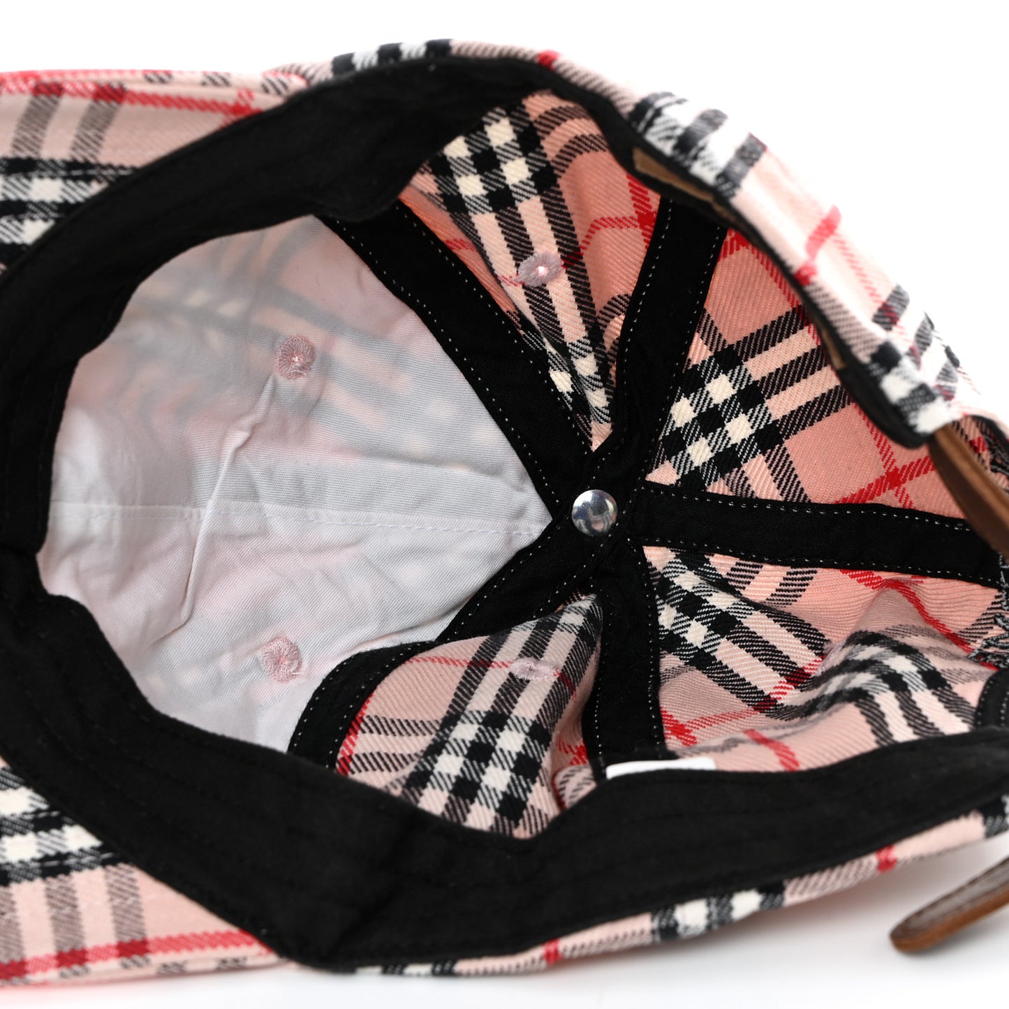 X SUPREME Cotton Vintage Check Monogram Baseball Hat Pink