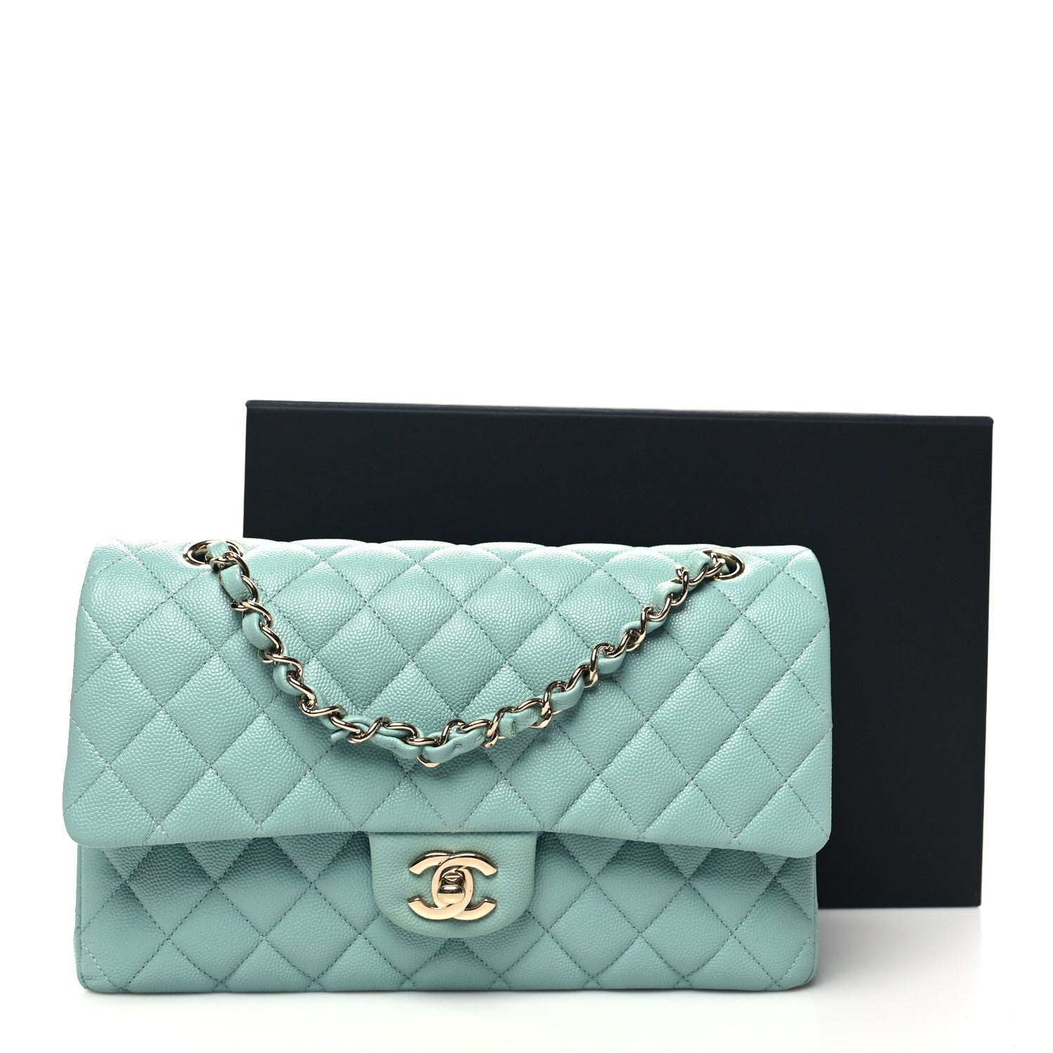 Chanel Caviar Quilted Medium Double Flap Light Blue 11 of 11
