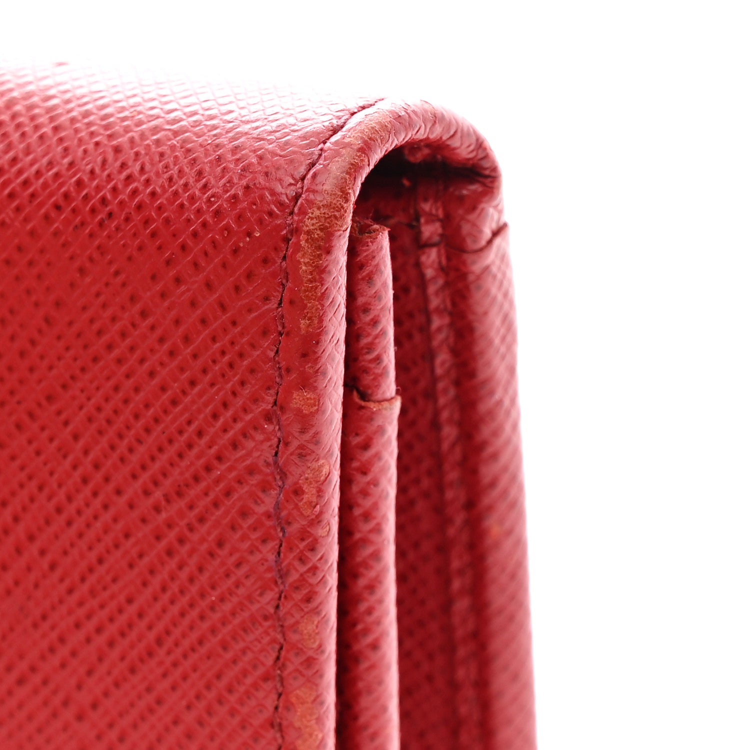 Prada Saffiano Metal Bi-Fold Card Holder Wallet Fuoco 10 of 10