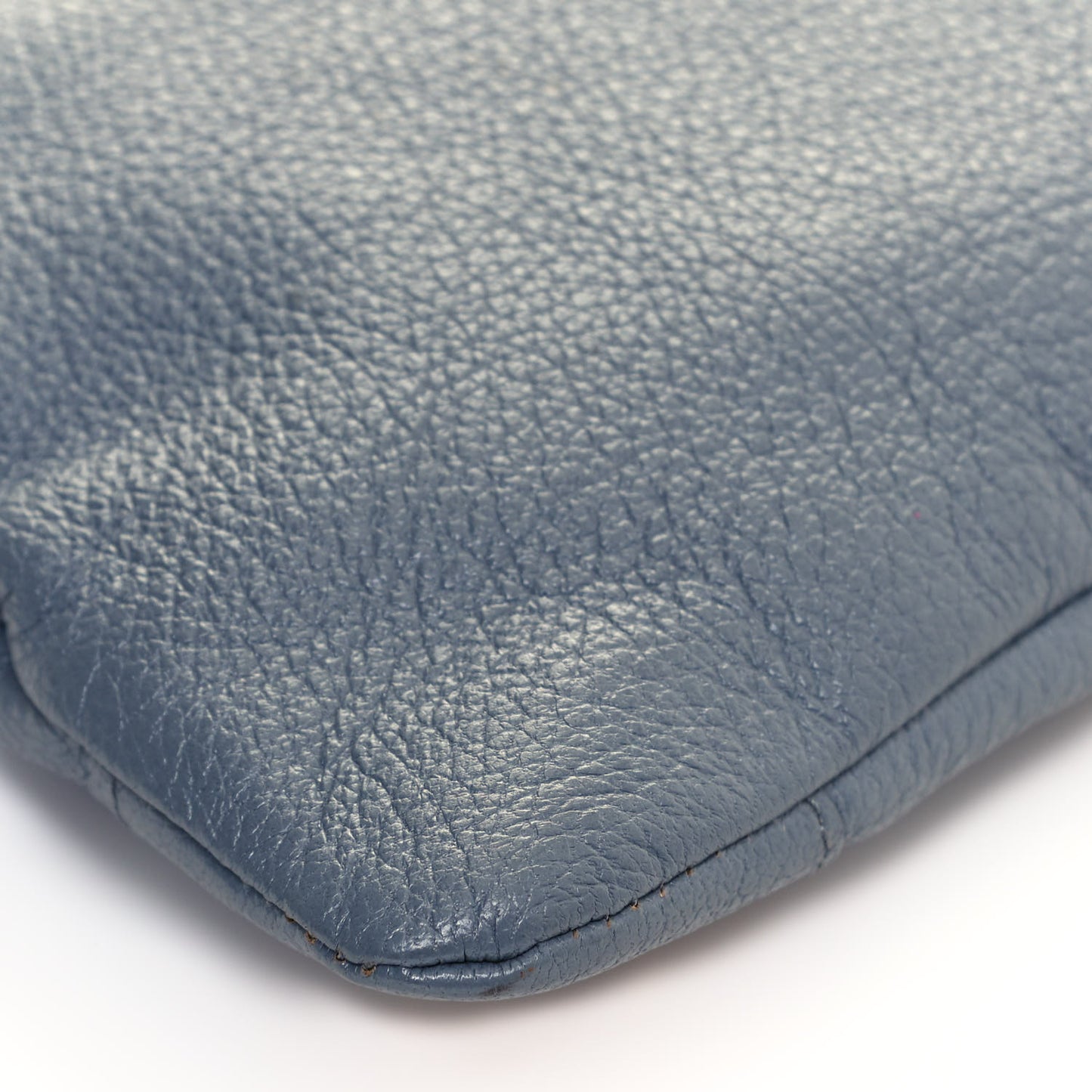Chevre Gold Metallic Edge Hardware Envelope Clutch Bleu Acier