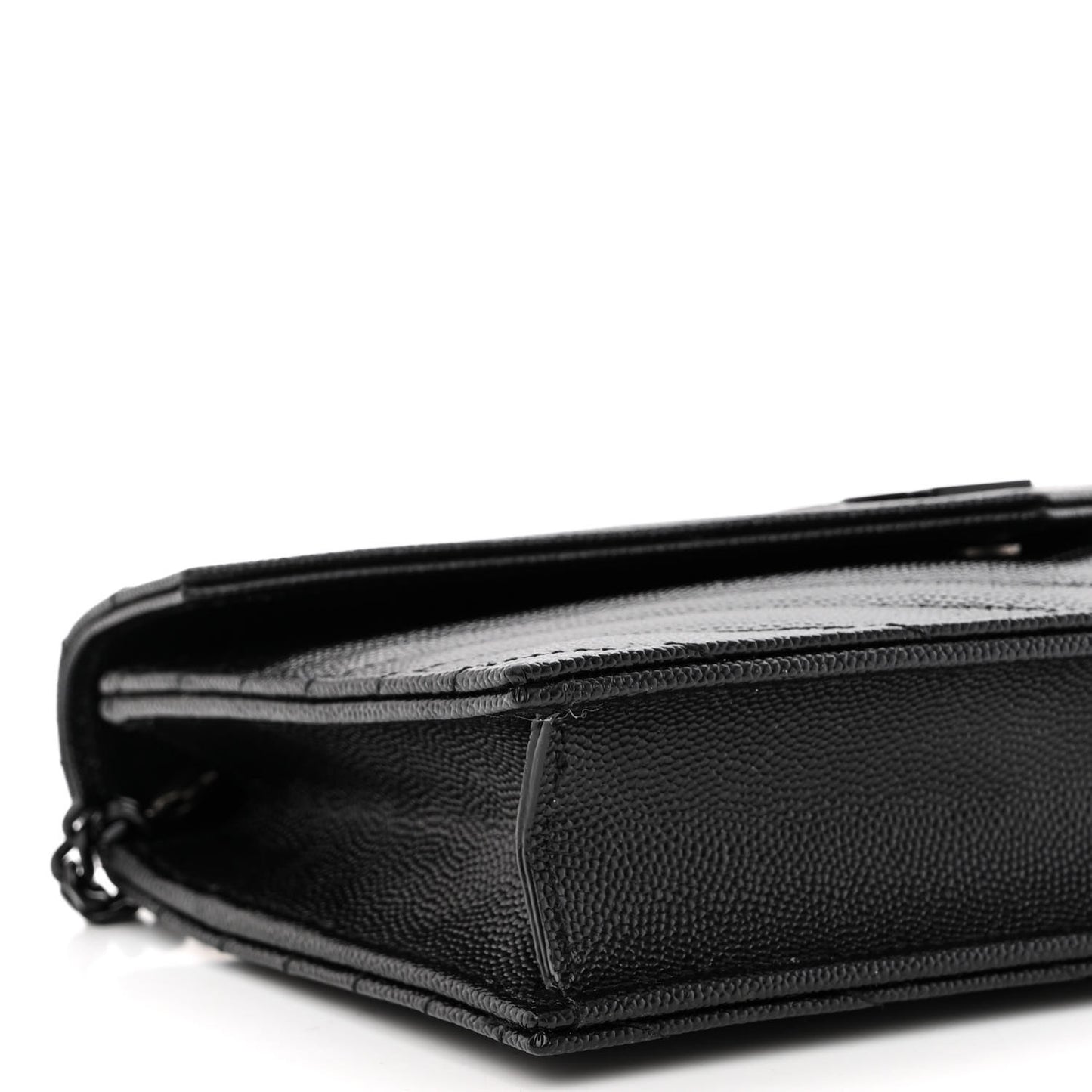 Grain De Poudre Matelasse Chevron Monogram Monochrome Envelope Chain Wallet Black