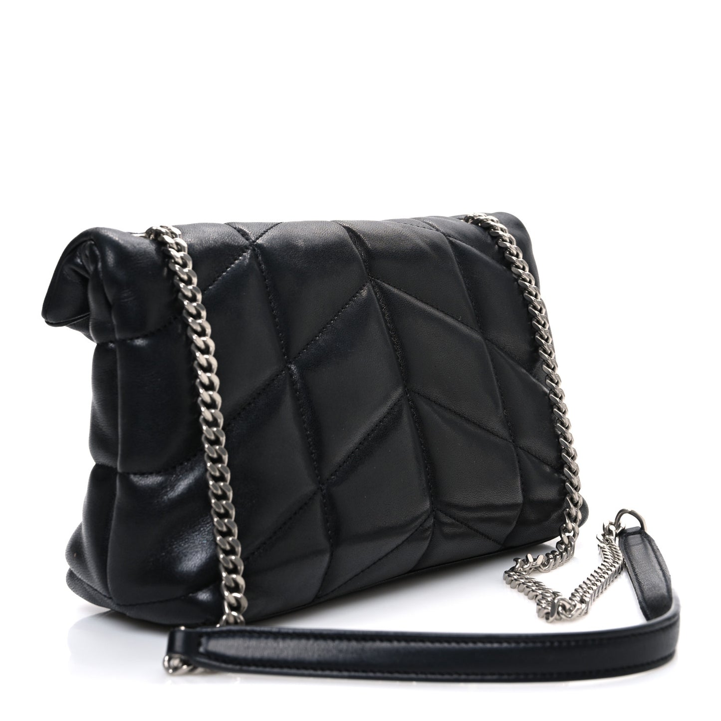 Lambskin Quilted Toy Loulou Puffer Monogram Chain Satchel Black