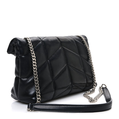 Saint Laurent Lambskin Quilted Toy Loulou Puffer Monogram Chain Satchel Black 3 of 12