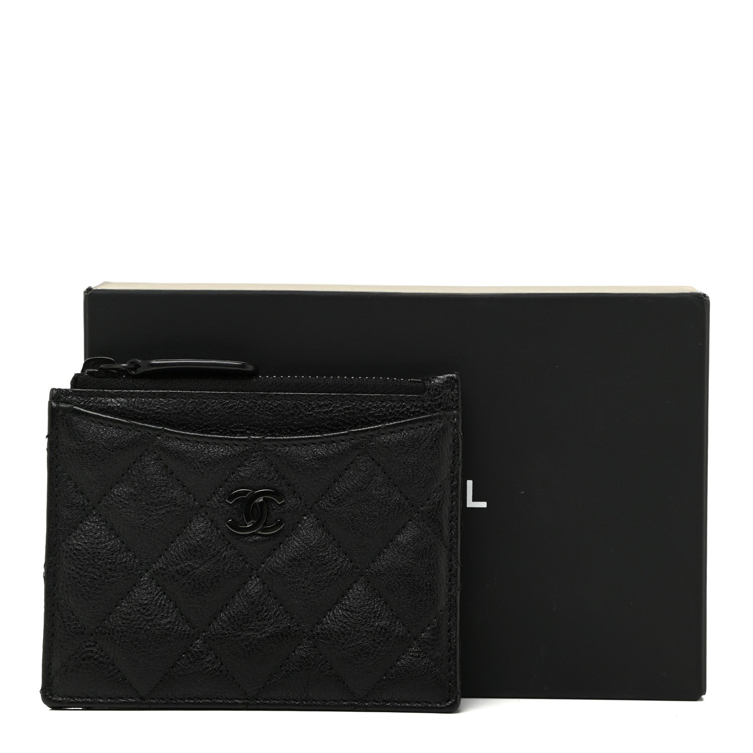 Chanel Crinkled Calfskin Quilted CC Zip Card Holder So Black 11 of 11
