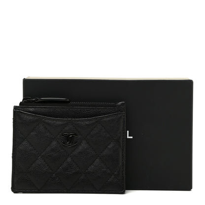Chanel Crinkled Calfskin Quilted CC Zip Card Holder So Black 11 of 11