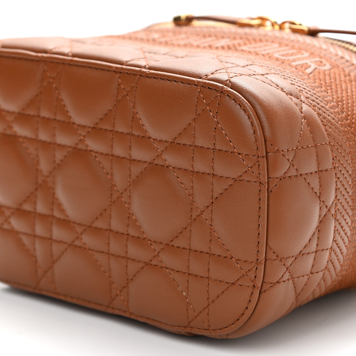 Lambskin Cannage Small Diortravel Vanity Case Cognac