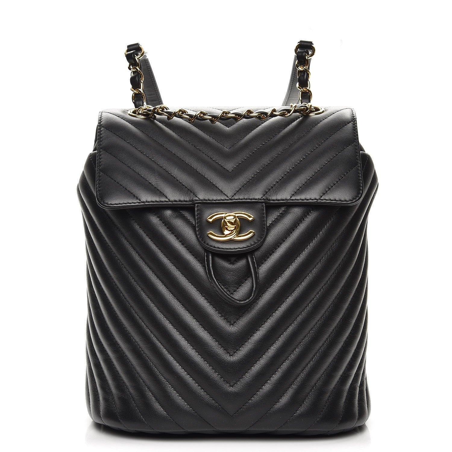 Chanel Calfskin Chevron Quilted Small Urban Spirit Backpack Black 1 of 8