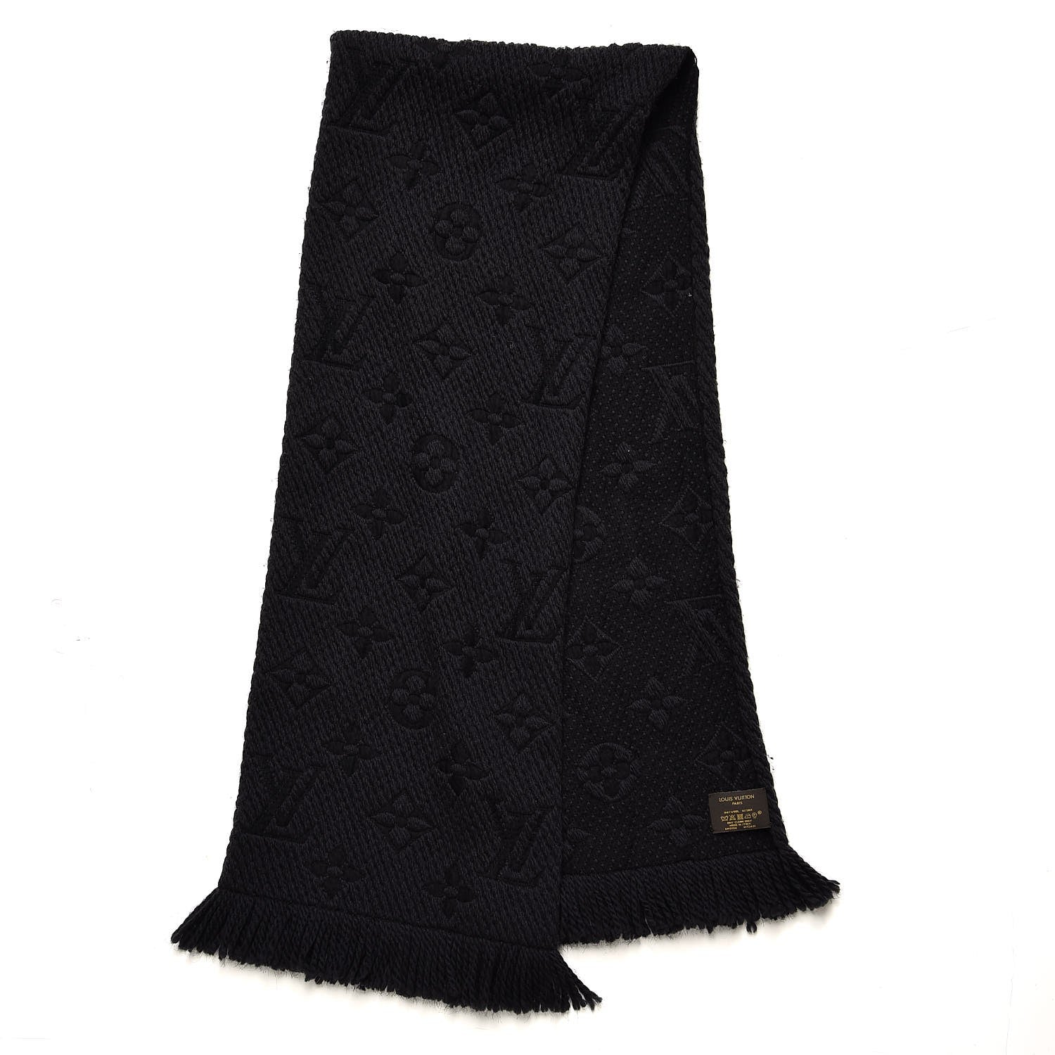 Louis Vuitton Wool Silk Logomania Scarf Charcoal Grey 4 of 7