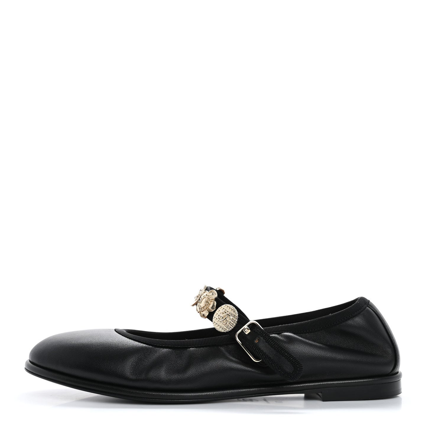 Lambskin Charm Mary Jane Flats 39 Black
