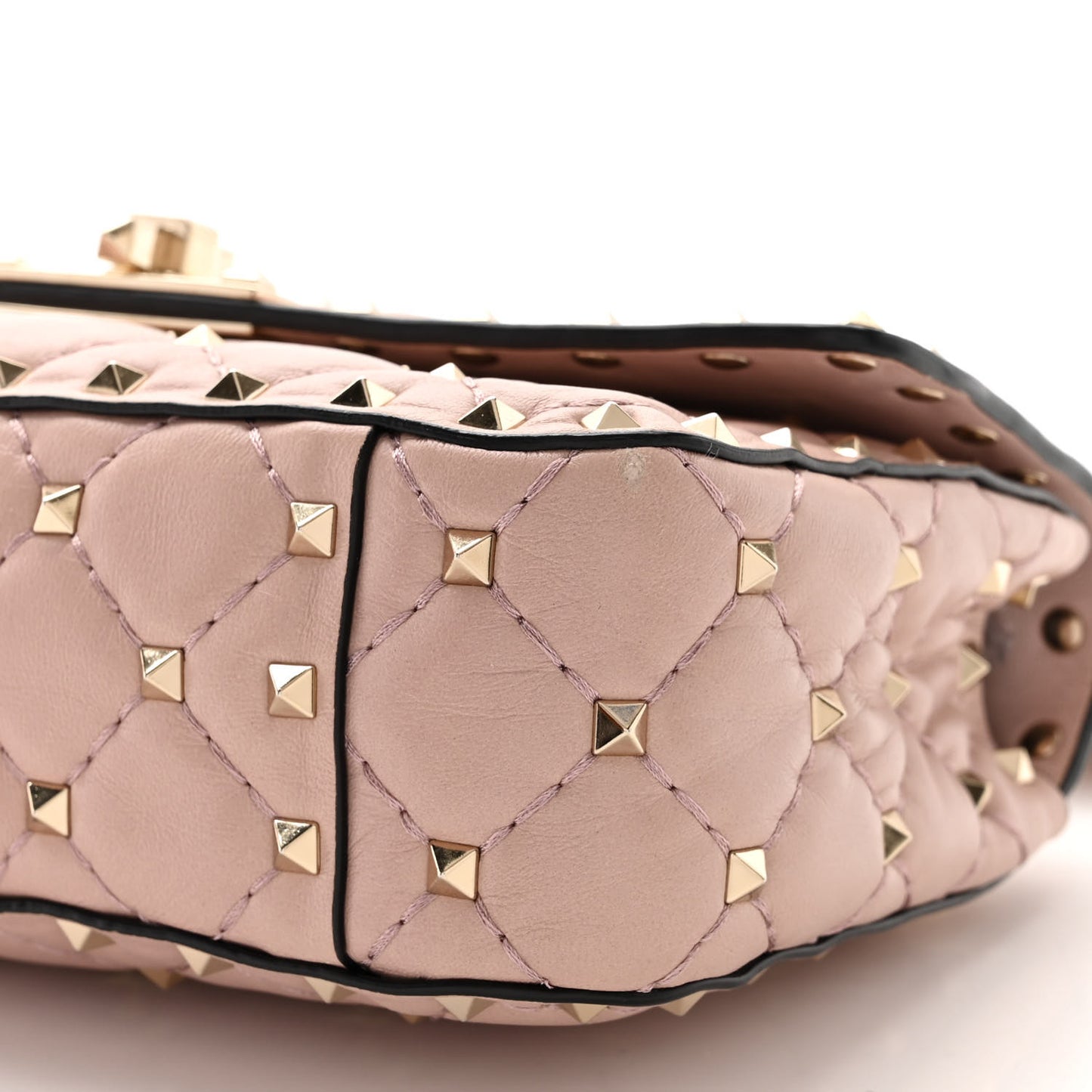 Nappa Small Rockstud Spike Shoulder Bag Water Rose