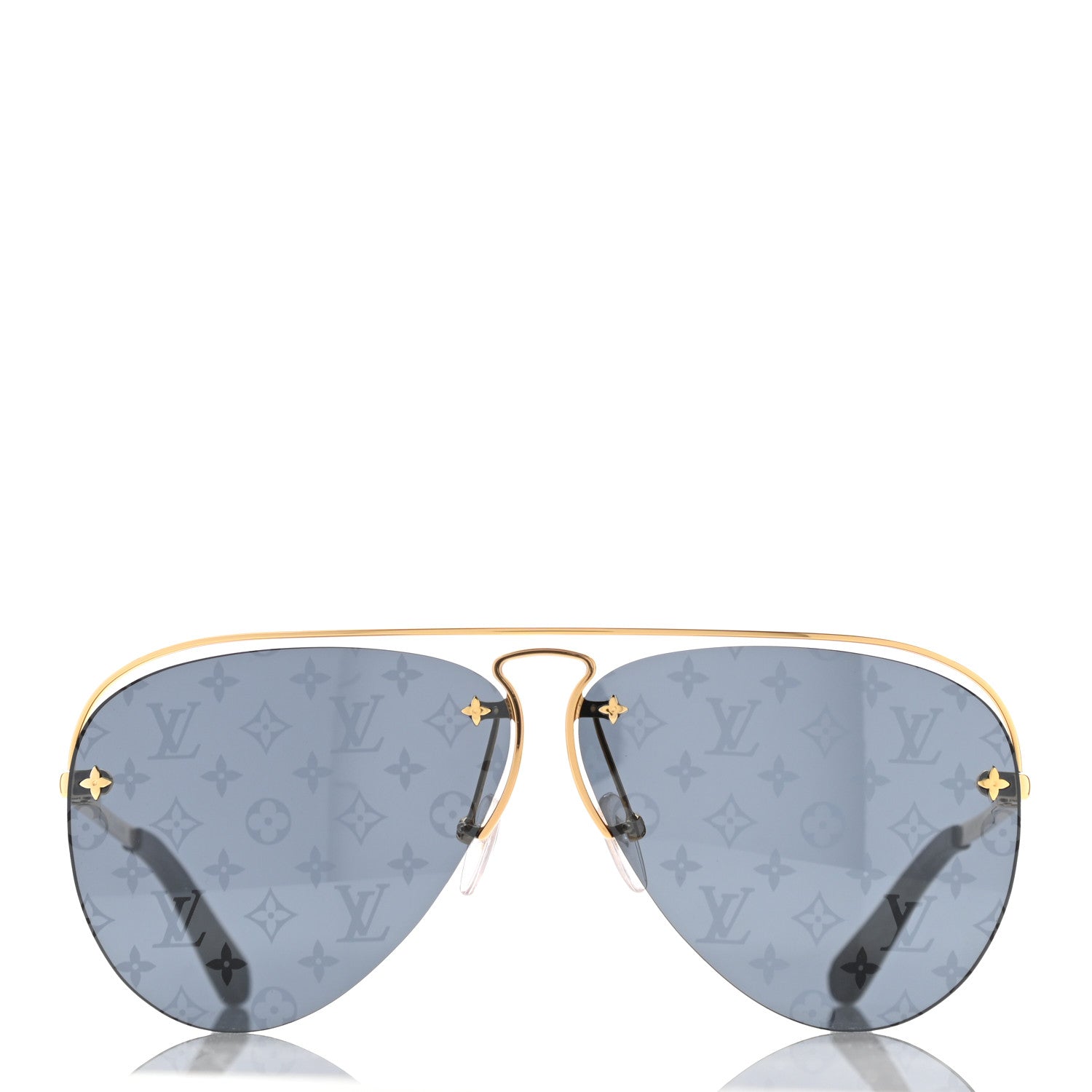Louis Vuitton Metal Monogram Grease Sunglasses Z1172W Gold 2 of 8