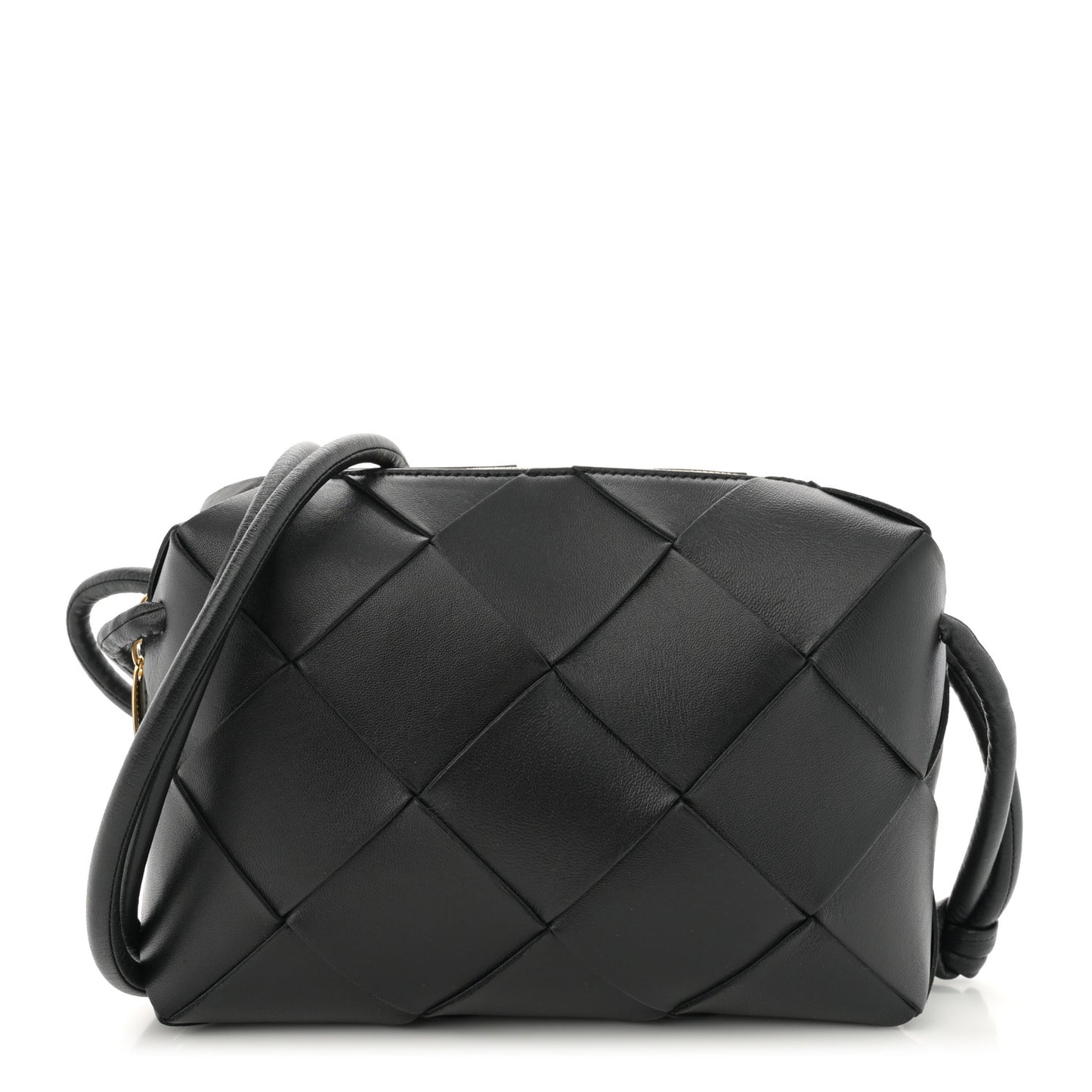 Lambskin Maxi Intrecciato Small Cassette Camera Bag Black