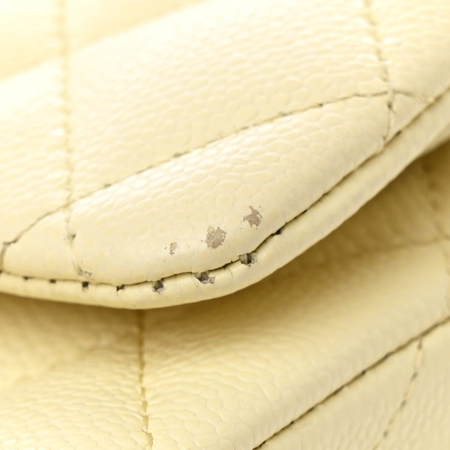 Caviar Quilted Small Double Flap Light Yellow