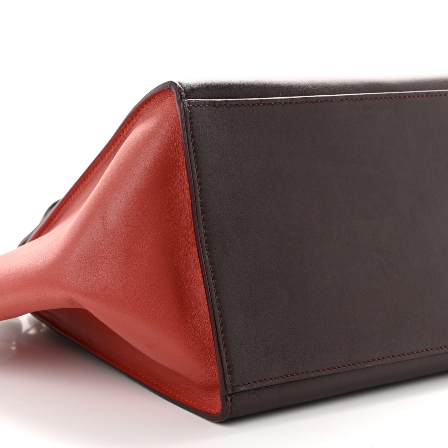 Celine Smooth Calfskin Medium Tri-Color Trapeze Rust Burgundy Red 8 of 10