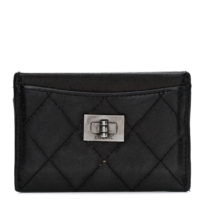 Chanel Metallic Aged Calfskin Quilted Reissue Card Holder Charcoal 1 of 9
