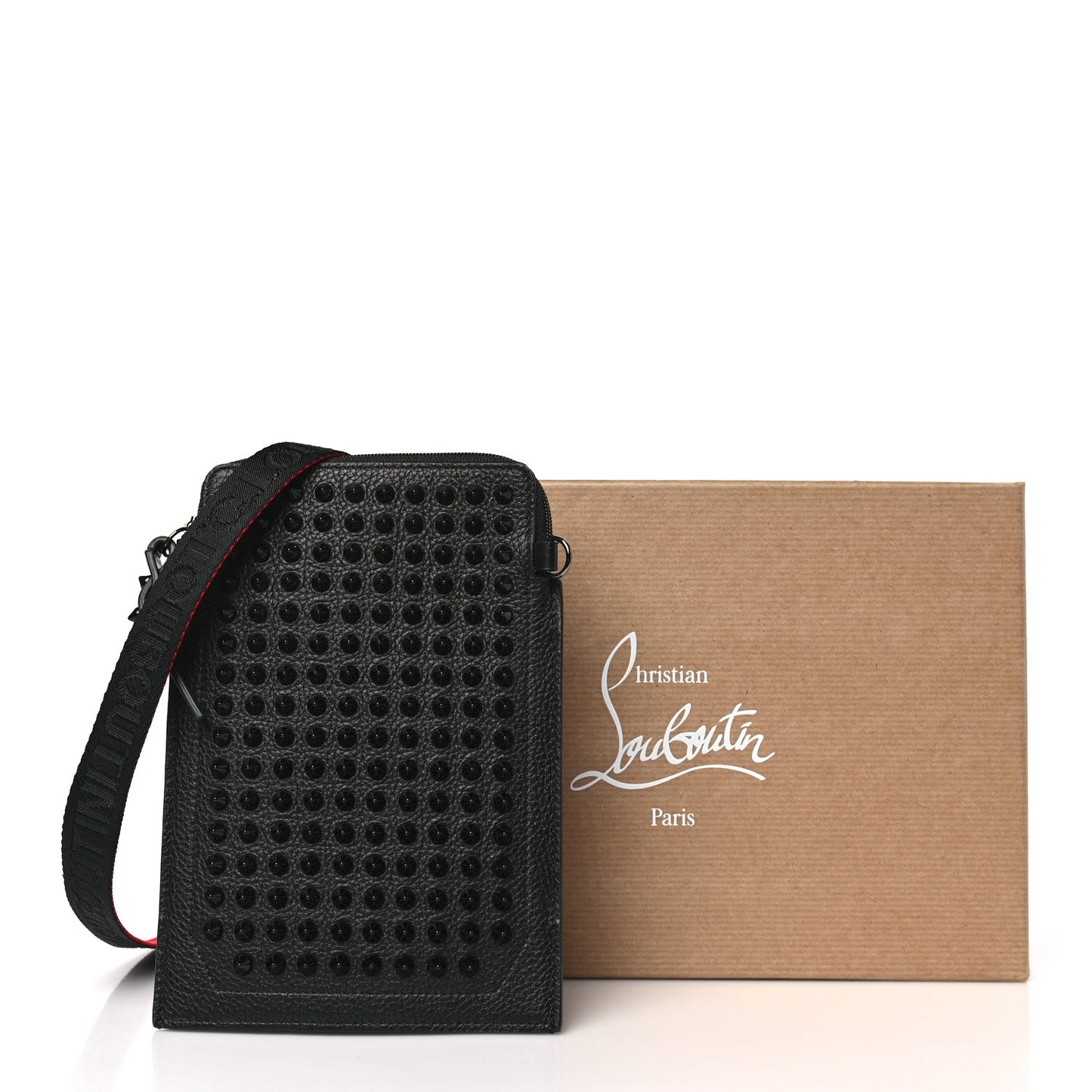 Empire Calfskin Spikes Loubilab Clutch Black