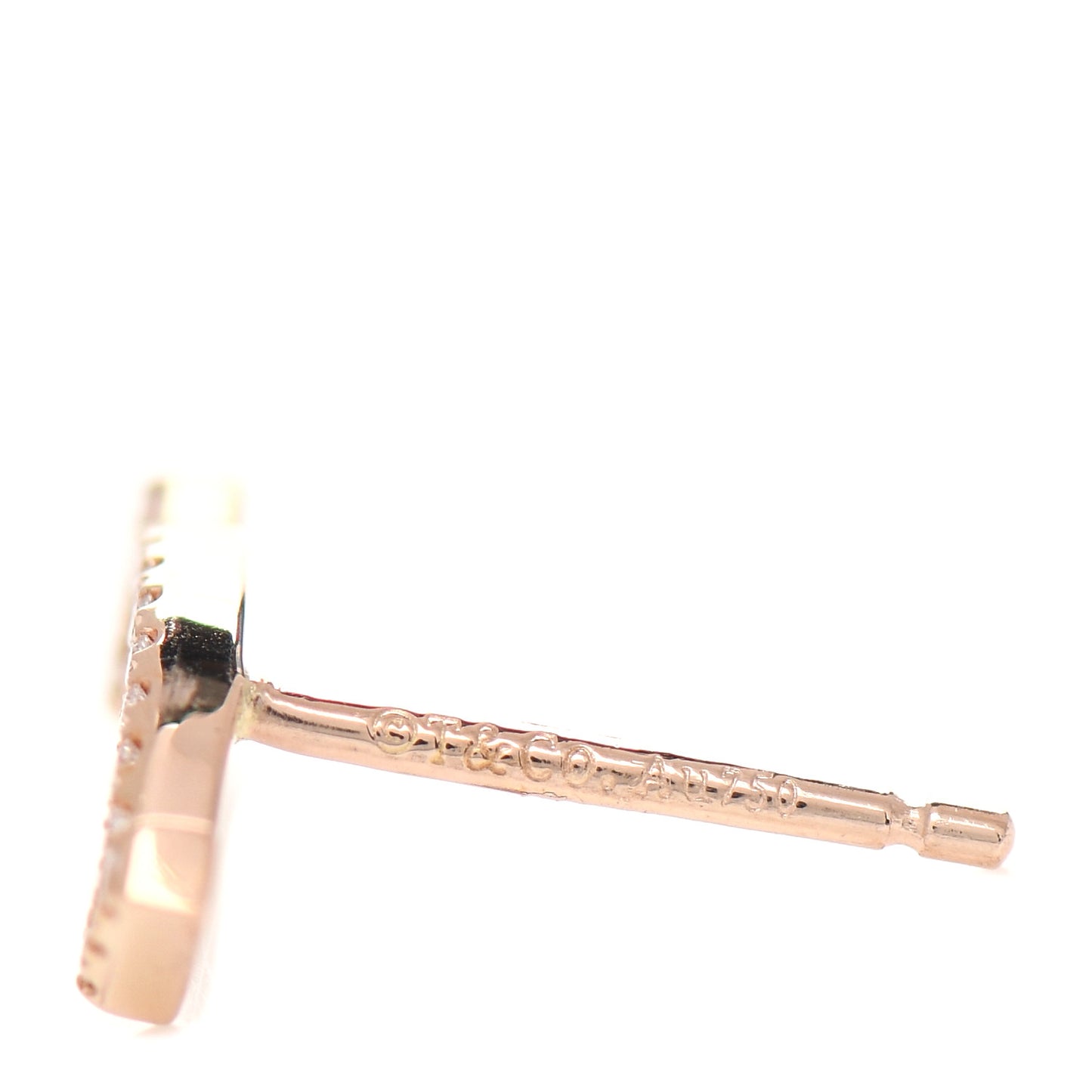 18K Rose Gold Diamond T Smile Earrings