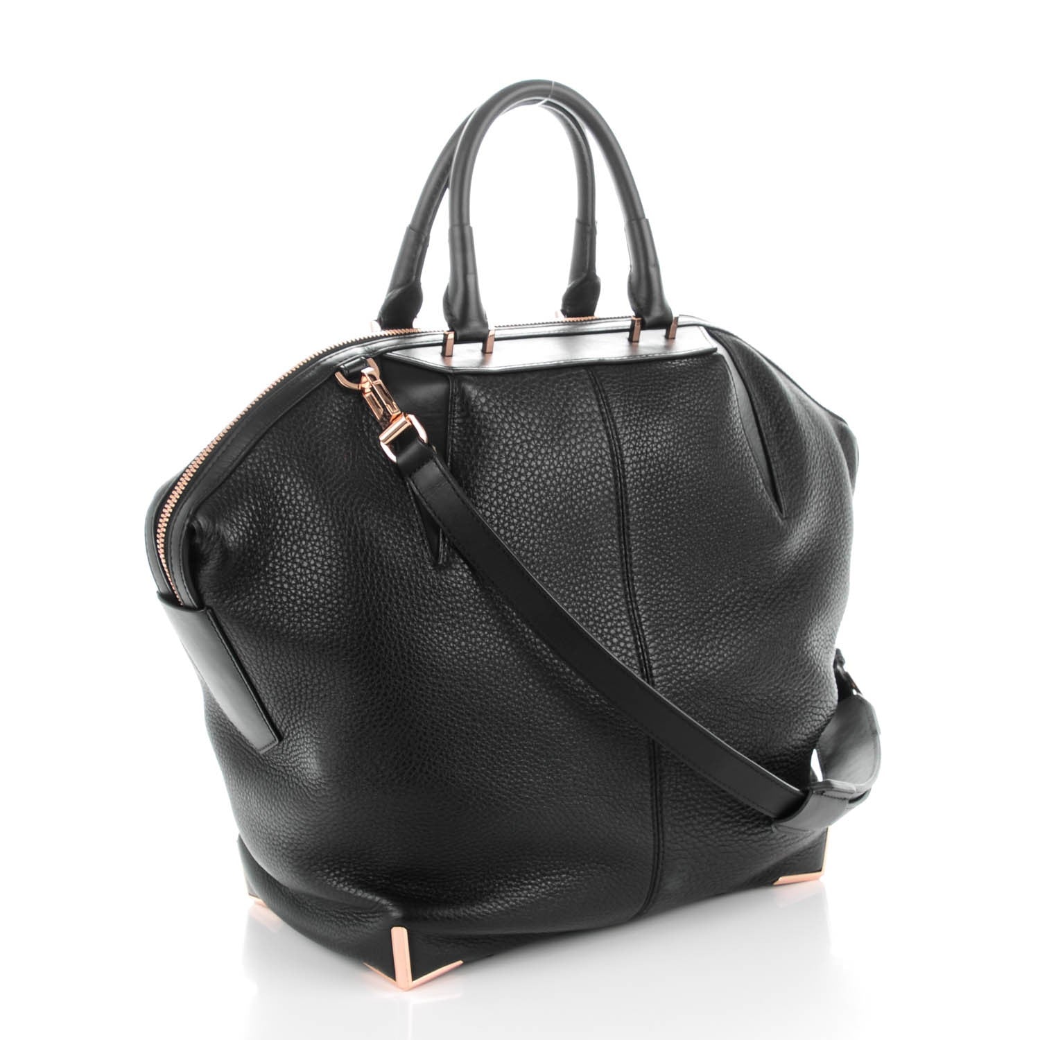Alexander Wang Pebbled Calfskin Large Emile Black Rose Gold Hardware 3 of 7