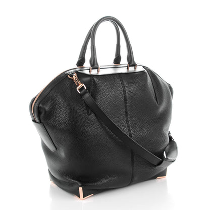 Alexander Wang Pebbled Calfskin Large Emile Black Rose Gold Hardware 3 of 7