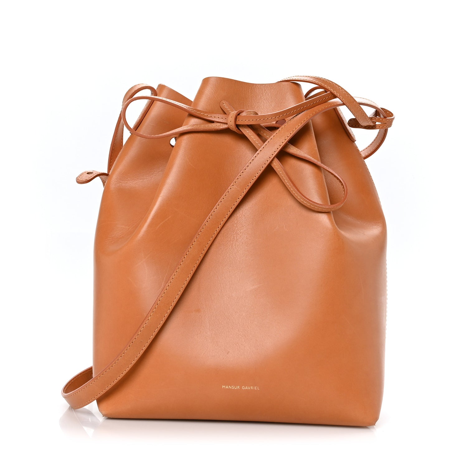 Vegetable Tanned Calfskin Bucket Bag Cammello Rosa