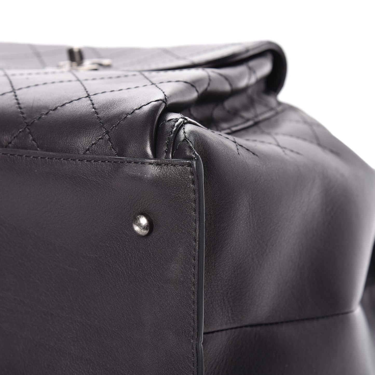 Calfskin Stitched Large Urban Luxury Drawstring Backpack Black