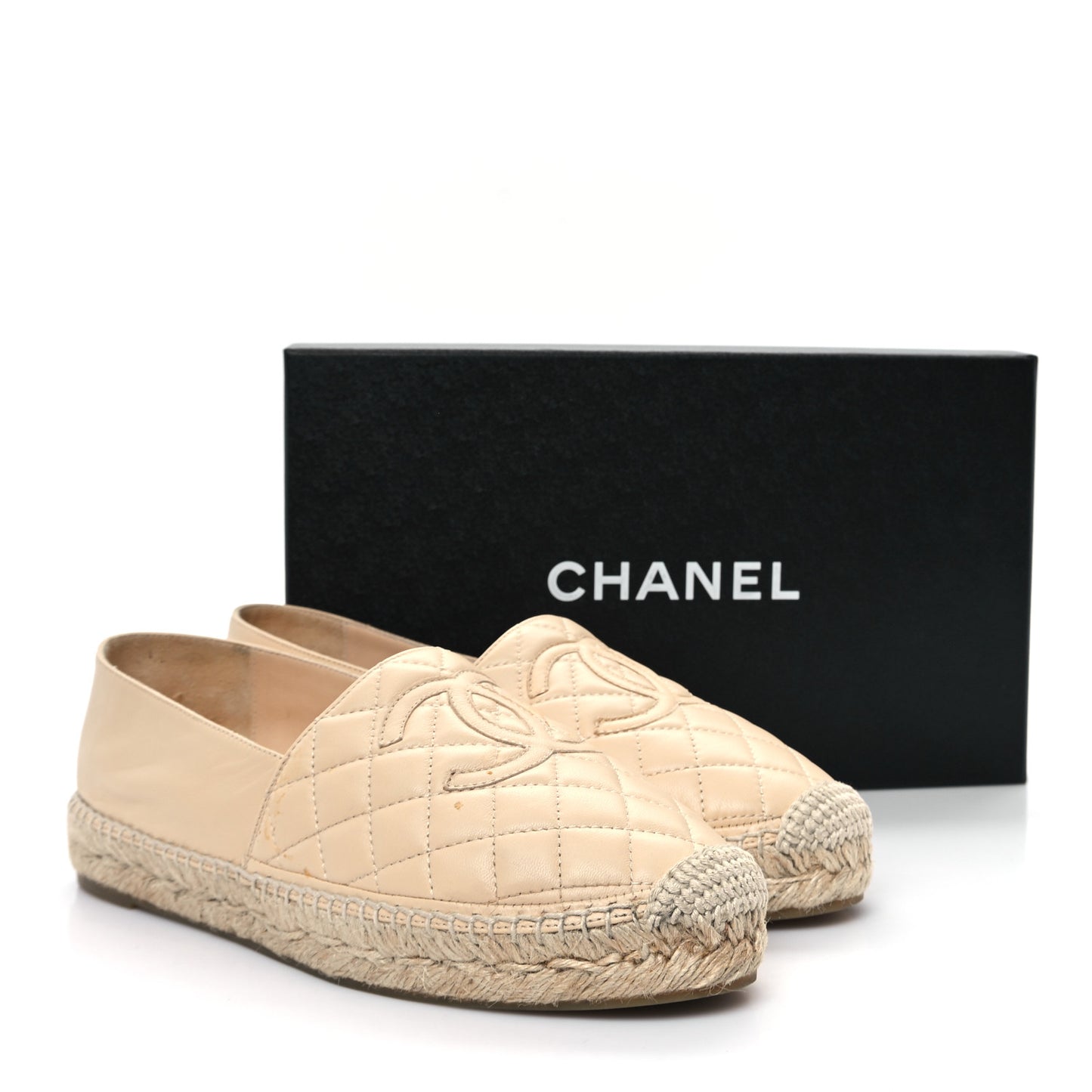 Lambskin Quilted CC Espadrilles 39 Beige