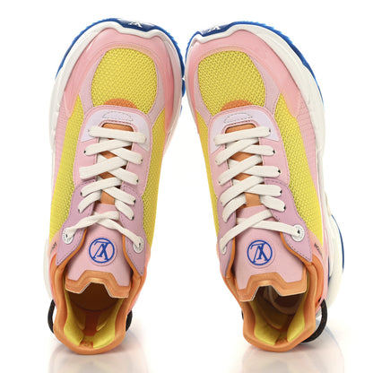 Louis Vuitton Patent Calfskin Technical Mesh Monogram Run 55 Sneakers 38.5 Pink Rose Orange 2 of 9