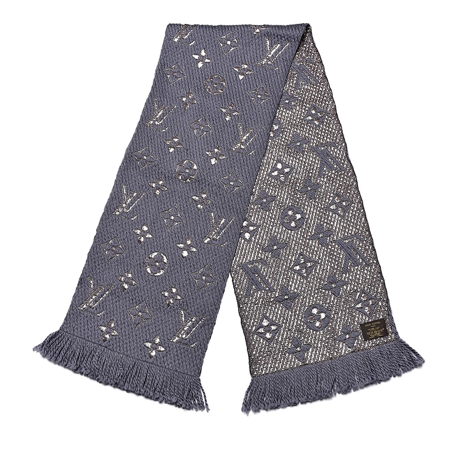 Wool Silk Logomania Shine Scarf Gris