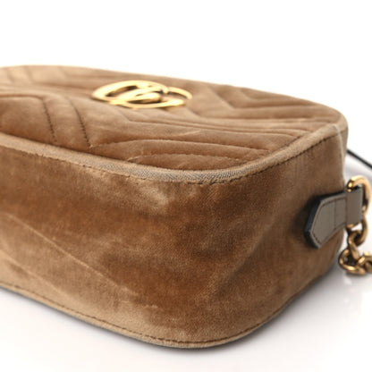 Gucci Velvet Matelasse Small GG Marmont Chain Shoulder Bag Taupe 10 of 10