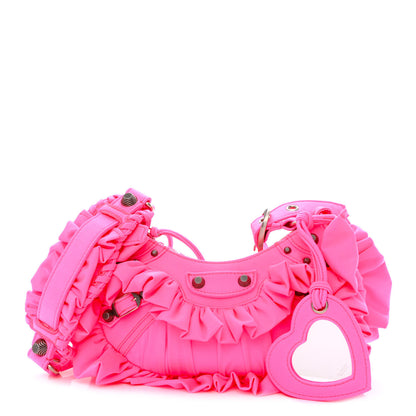 Balenciaga Ruffled Jersey Le Cagole Shoulder Bag XS Fluo Pink 1 of 10
