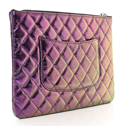 Chanel Iridescent Crumpled Calfskin CC Ripples Medium Cosmetic Case Purple 3 of 7