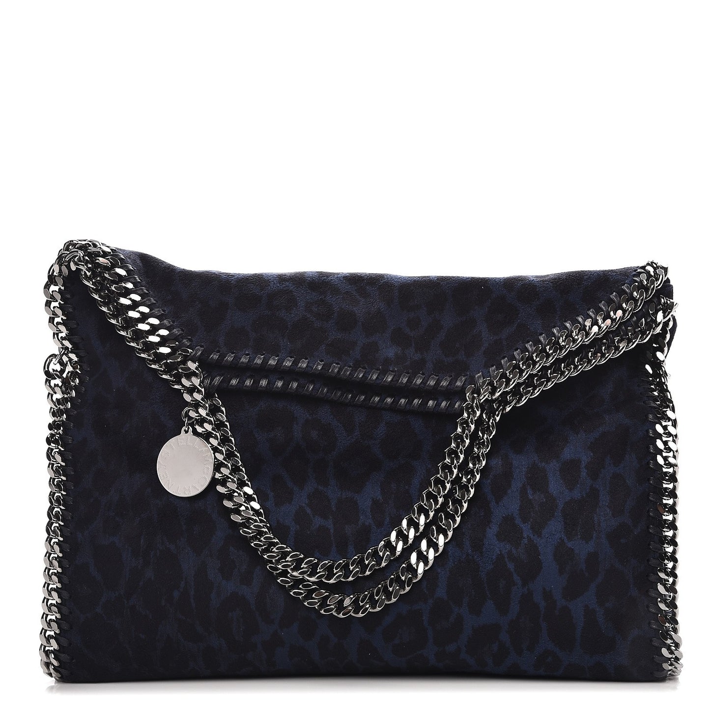 Shaggy Deer Leopard Print Falabella Fold Over Tote Blue Sapphire